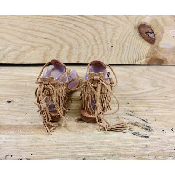 Sigerson Morrison Sandals Womens 7 Brown Suede Alysa Thong Fringe Buckle Flats - Picture 3 of 8